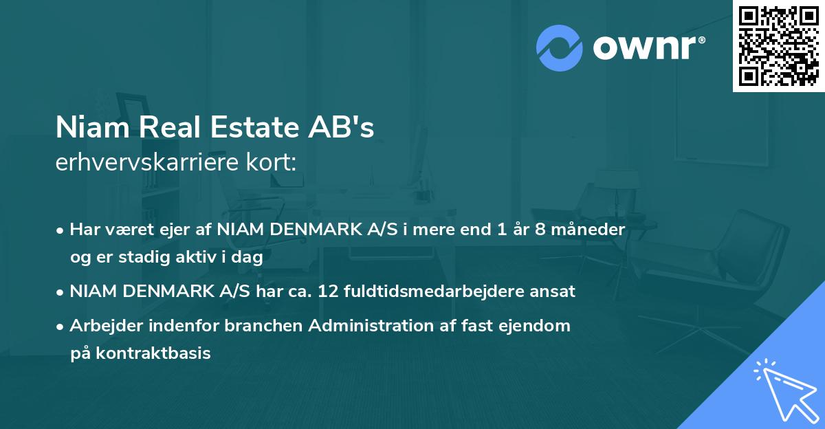 Niam Real Estate AB's erhvervskarriere kort