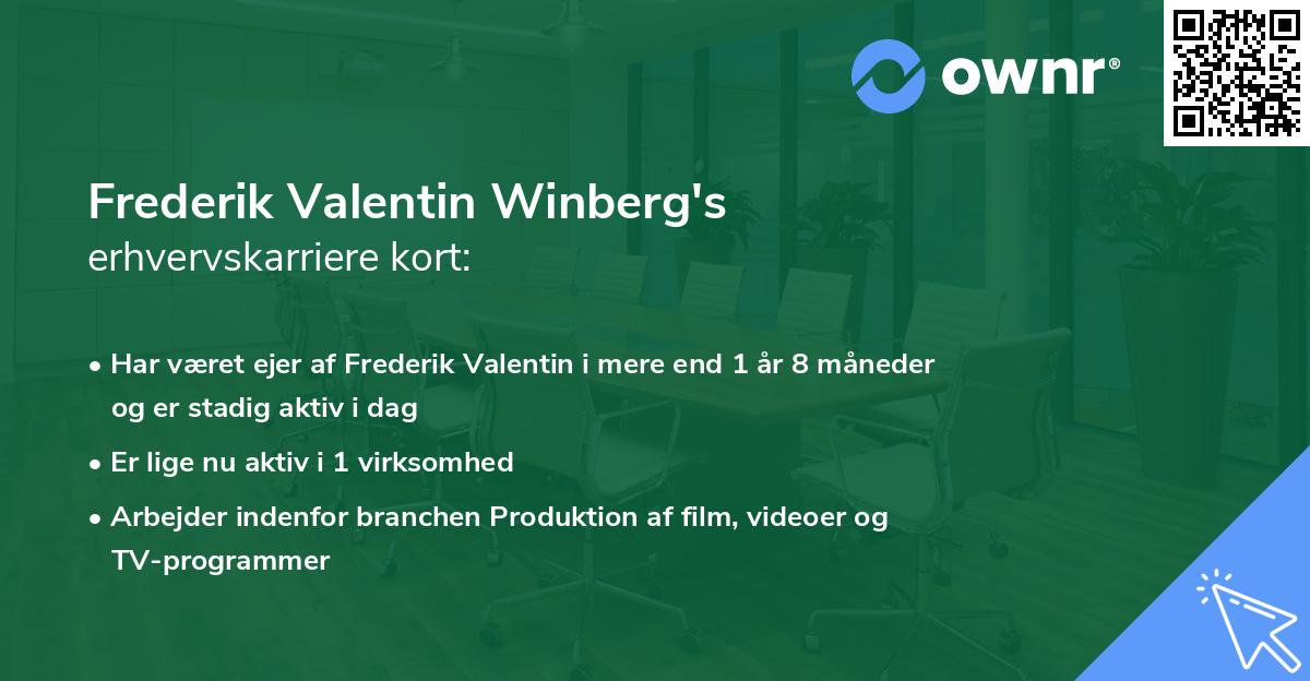 Frederik Valentin Winberg's erhvervskarriere kort