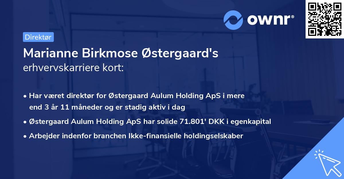 Marianne Birkmose Østergaard's erhvervskarriere kort