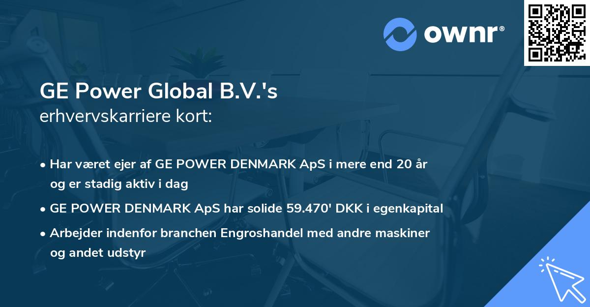 GE Power Global B.V.'s erhvervskarriere kort