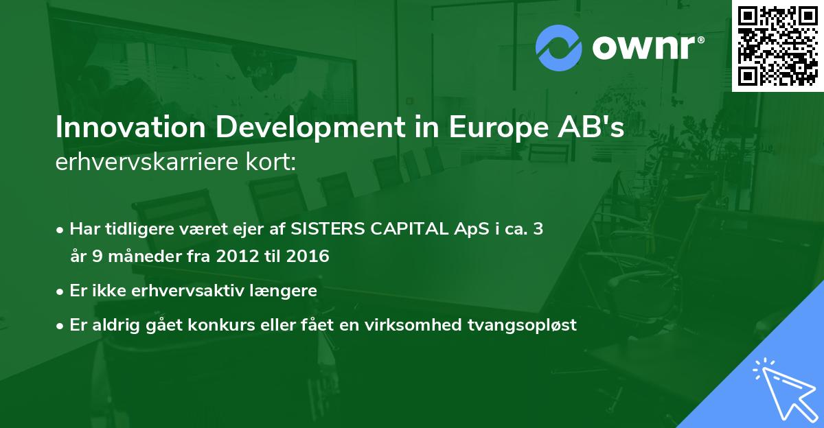 Innovation Development in Europe AB's erhvervskarriere kort