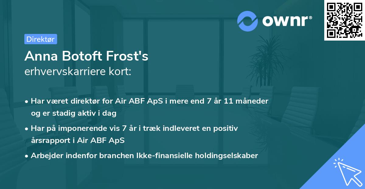 Anna Botoft Frost's erhvervskarriere kort