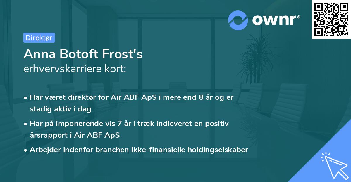 Anna Botoft Frost's erhvervskarriere kort