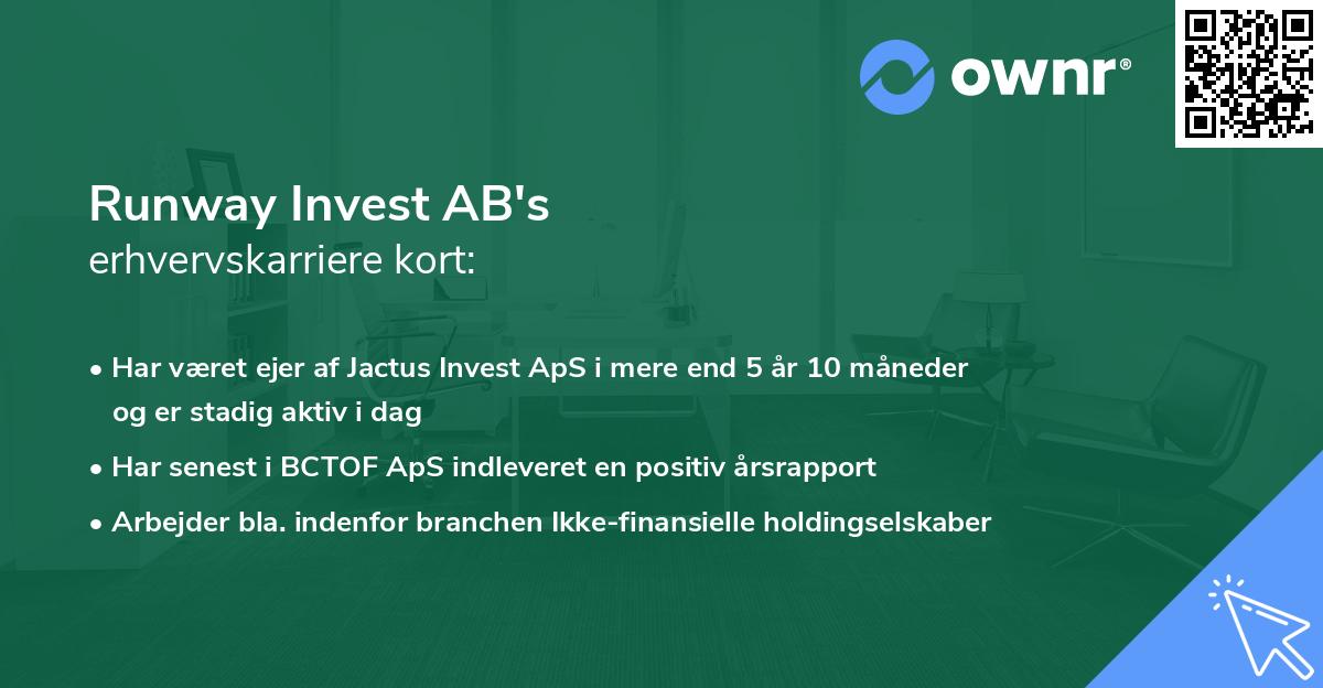 Runway Invest AB's erhvervskarriere kort