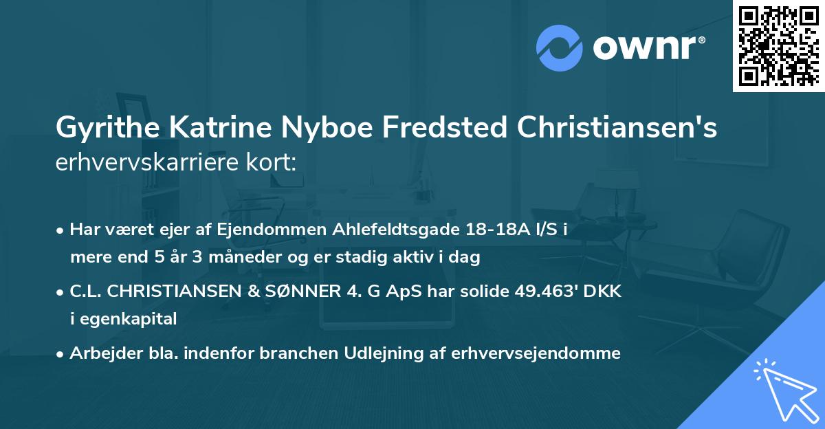 Gyrithe Katrine Nyboe Fredsted Christiansen's erhvervskarriere kort