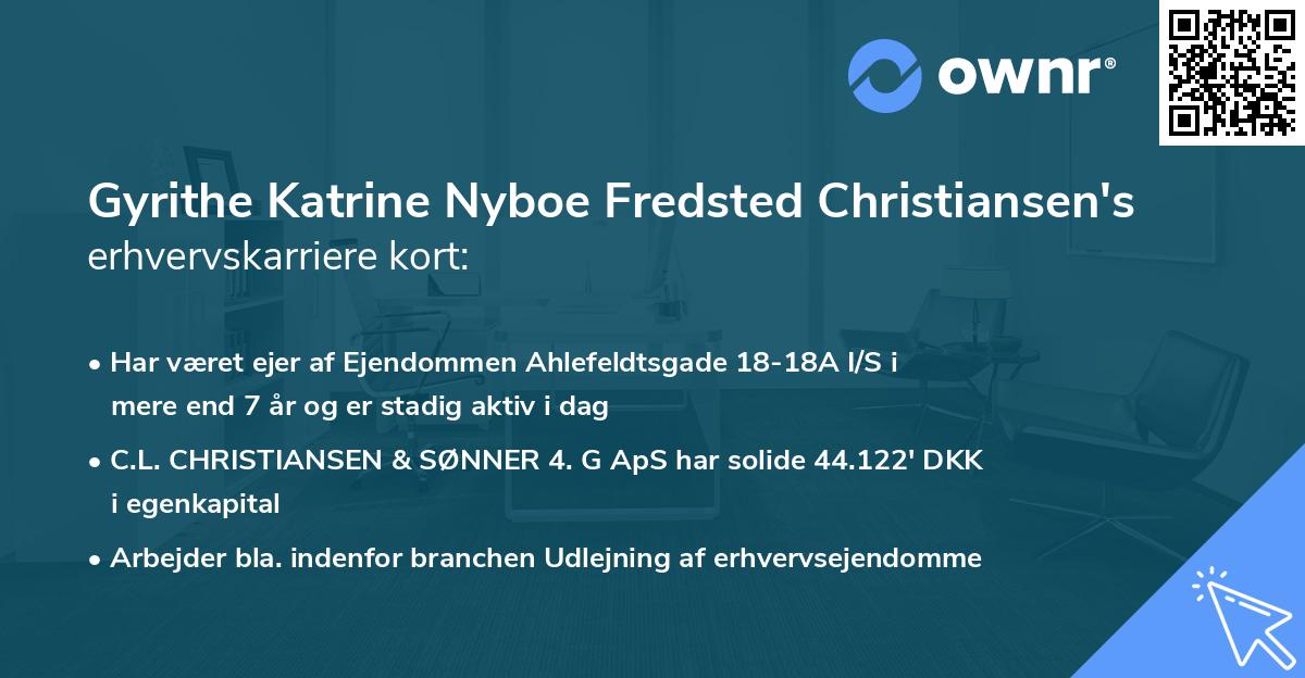 Gyrithe Katrine Nyboe Fredsted Christiansen's erhvervskarriere kort