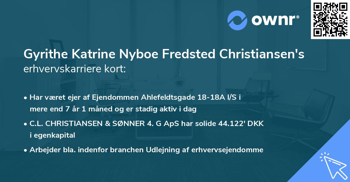 Gyrithe Katrine Nyboe Fredsted Christiansen's erhvervskarriere kort