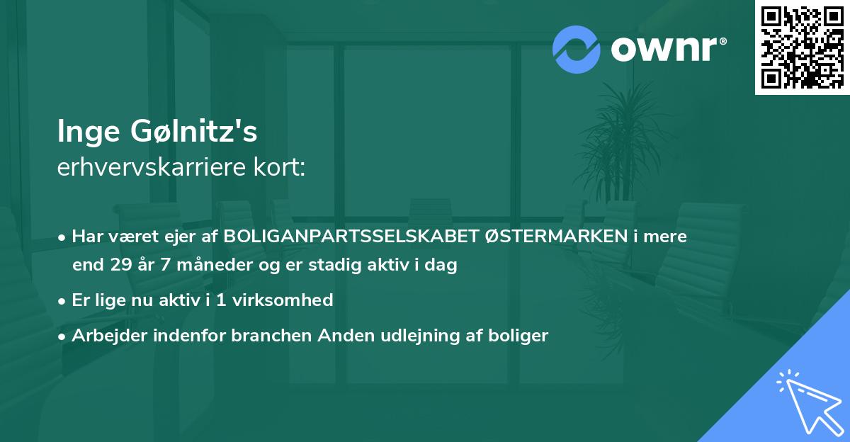 Inge Gølnitz's erhvervskarriere kort