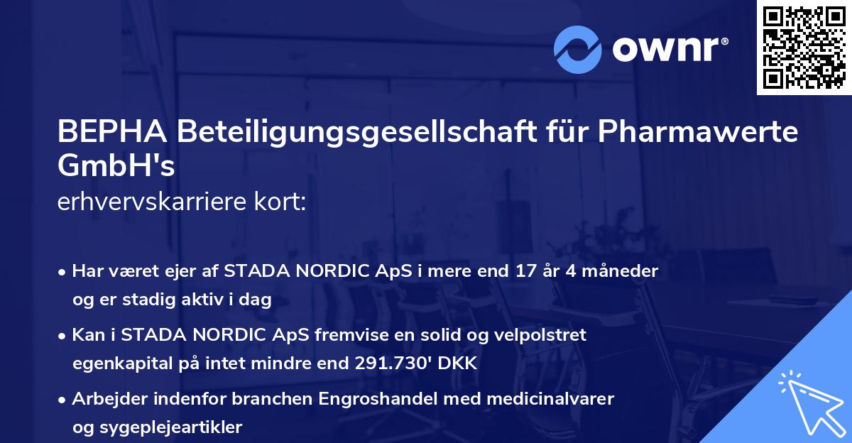 BEPHA Beteiligungsgesellschaft für Pharmawerte GmbH's erhvervskarriere kort