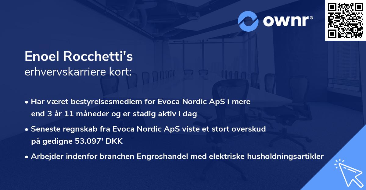 Enoel Rocchetti's erhvervskarriere kort