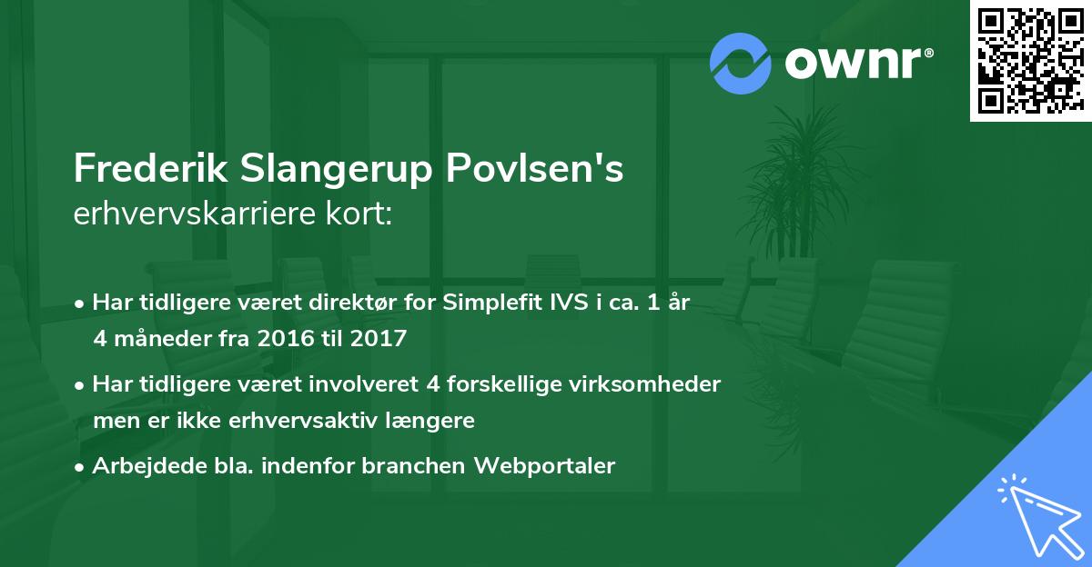 Frederik Slangerup Povlsen's erhvervskarriere kort