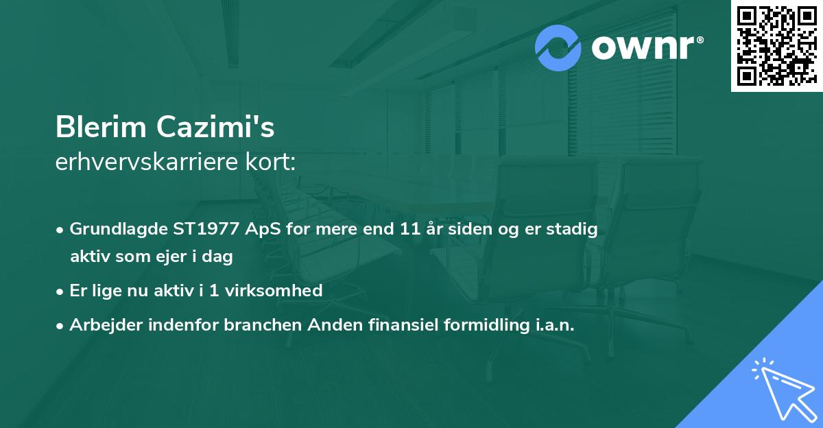 Blerim Cazimi's erhvervskarriere kort