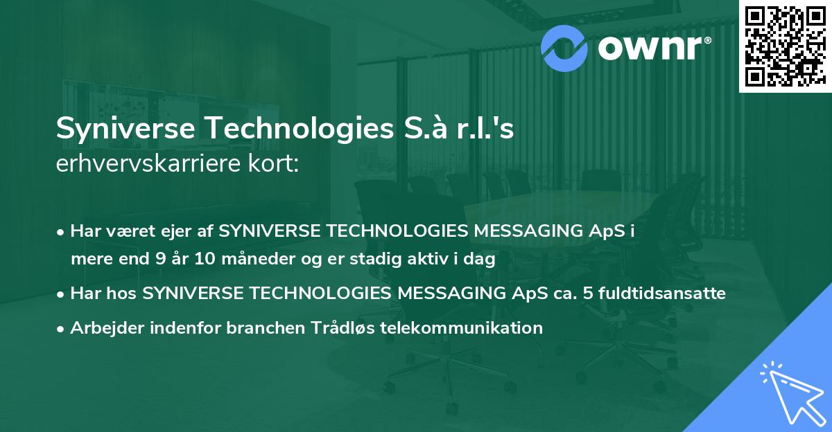 Syniverse Technologies S.à r.l.'s erhvervskarriere kort