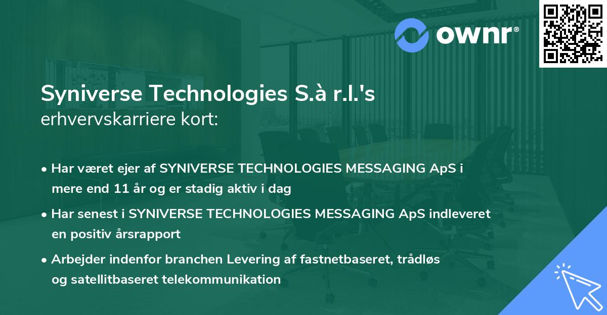 Syniverse Technologies S.à r.l.'s erhvervskarriere kort
