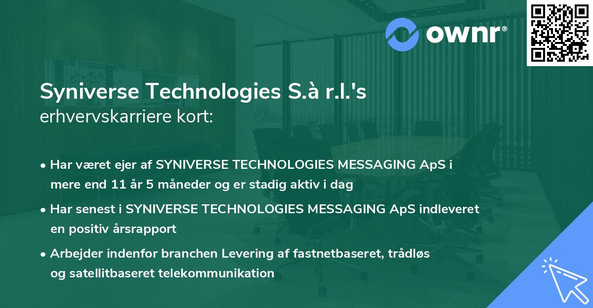 Syniverse Technologies S.à r.l.'s erhvervskarriere kort