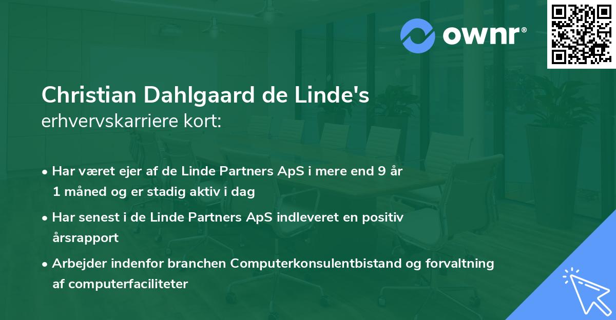 Christian Dahlgaard de Linde's erhvervskarriere kort