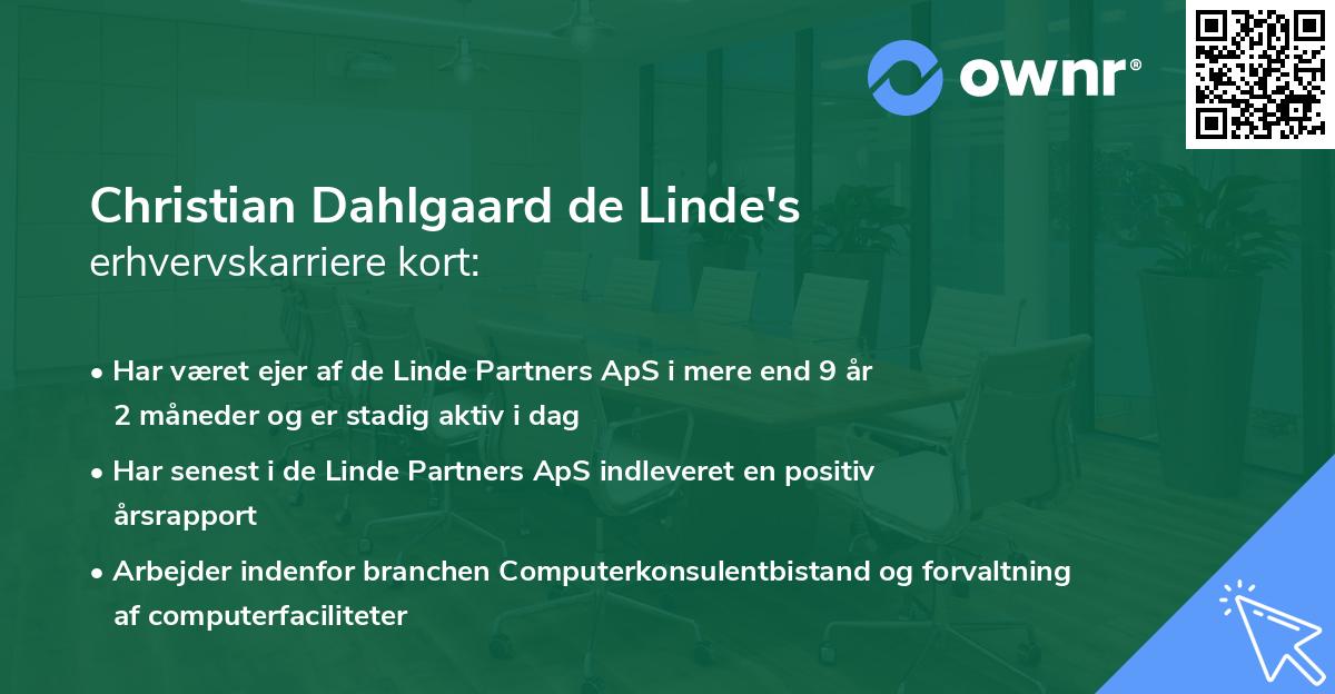 Christian Dahlgaard de Linde's erhvervskarriere kort