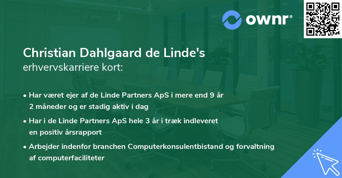 Christian Dahlgaard de Linde's erhvervskarriere kort
