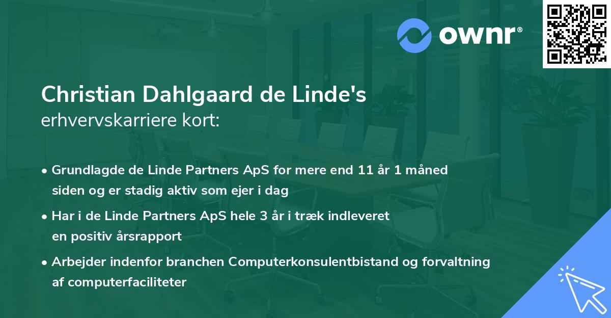 Christian Dahlgaard de Linde's erhvervskarriere kort