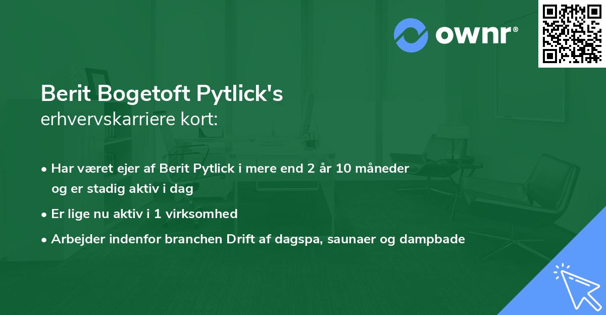 Berit Bogetoft Pytlick's erhvervskarriere kort