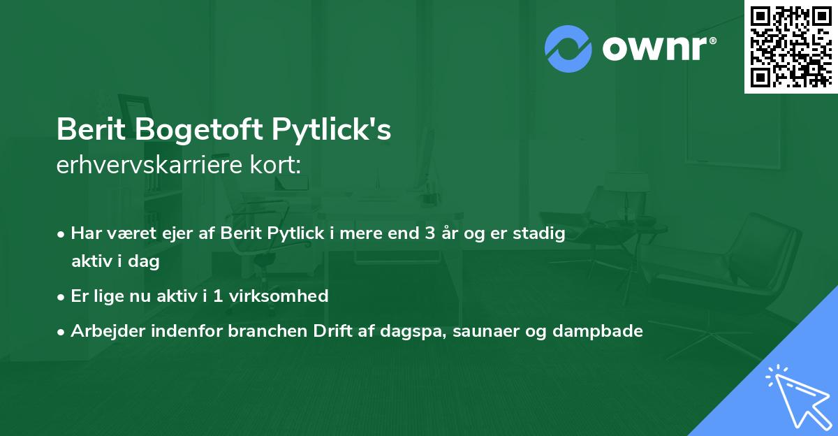 Berit Bogetoft Pytlick's erhvervskarriere kort