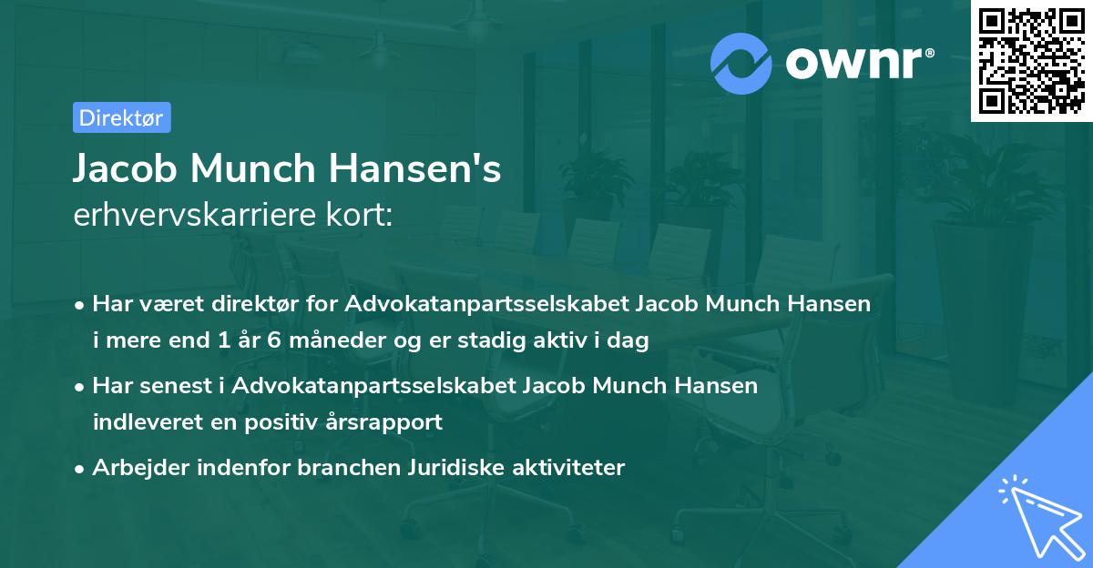Jacob Munch Hansen's erhvervskarriere kort