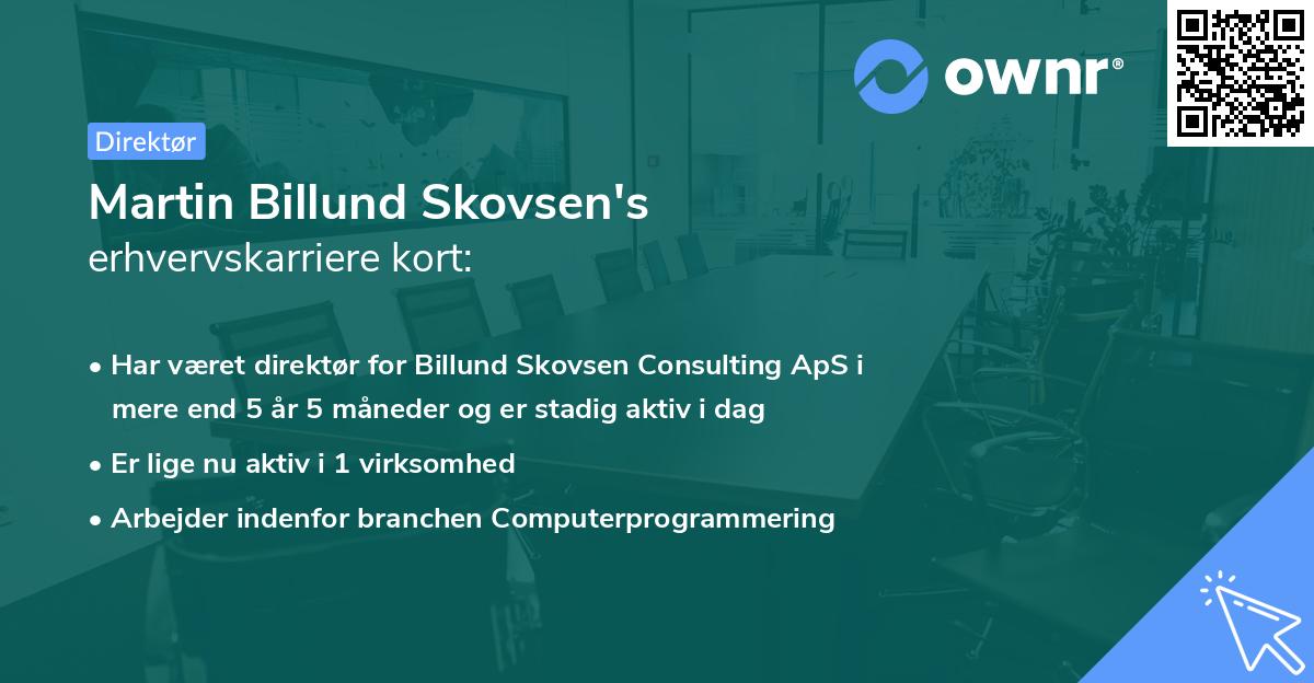 Martin Billund Skovsen's erhvervskarriere kort