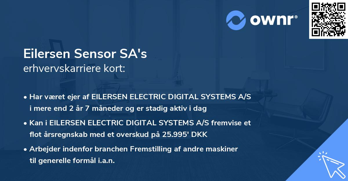 Eilersen Sensor SA's erhvervskarriere kort