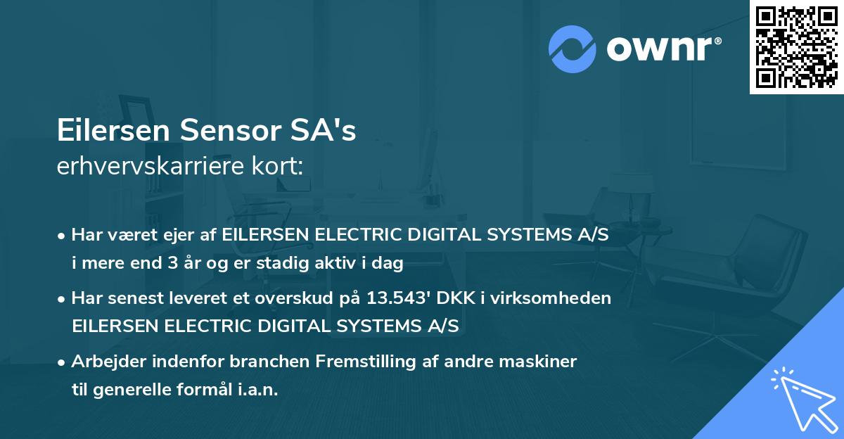 Eilersen Sensor SA's erhvervskarriere kort