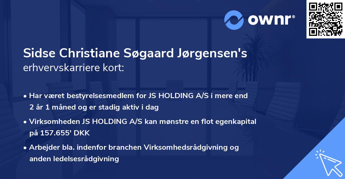 Sidse Christiane Søgaard Jørgensen's erhvervskarriere kort