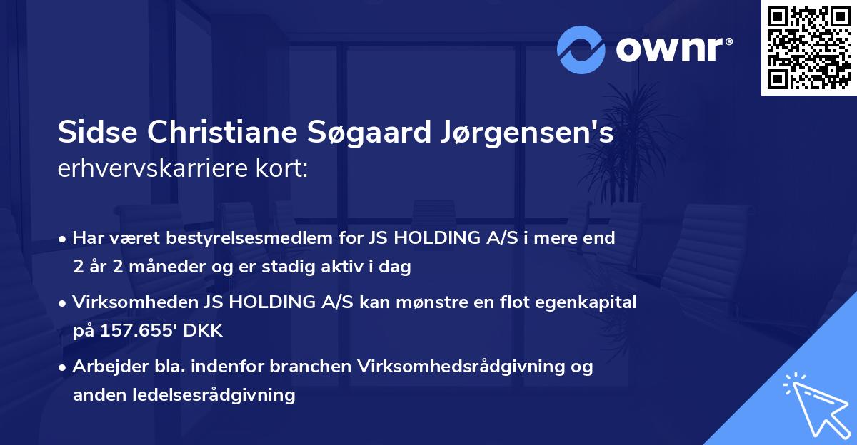 Sidse Christiane Søgaard Jørgensen's erhvervskarriere kort