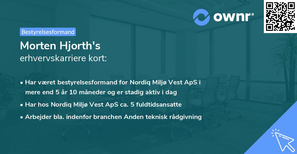 Morten Hjorth's erhvervskarriere kort