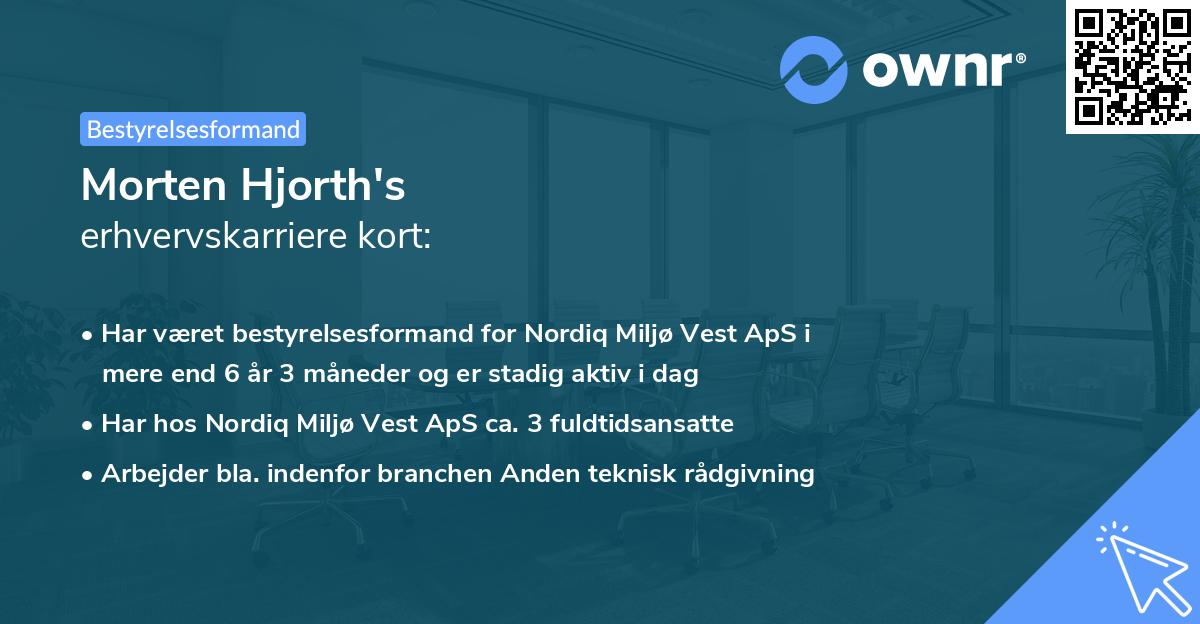 Morten Hjorth's erhvervskarriere kort