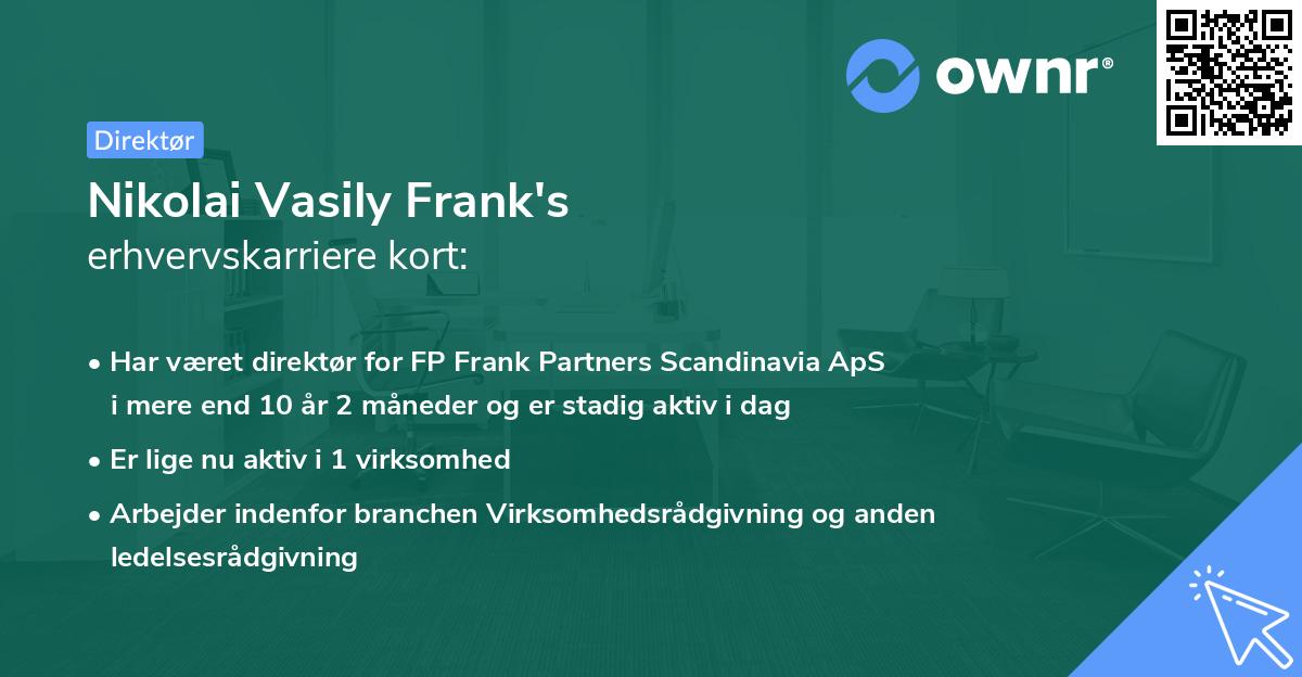 Nikolai Vasily Frank's erhvervskarriere kort