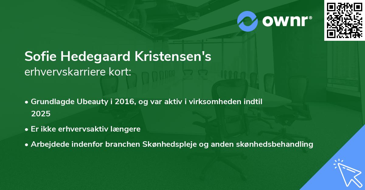 Sofie Hedegaard Kristensen's erhvervskarriere kort