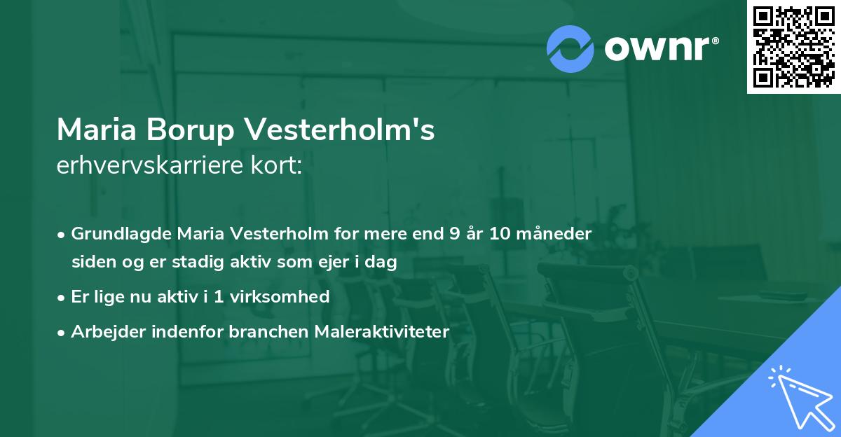 Maria Borup Vesterholm's erhvervskarriere kort