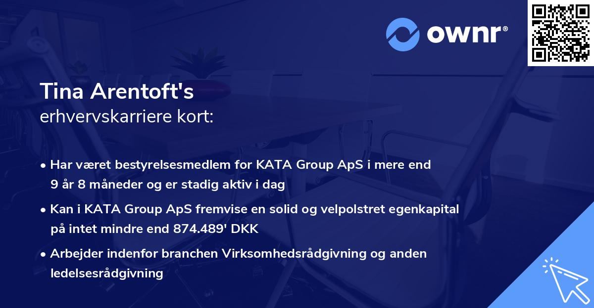 Tina Arentoft's erhvervskarriere kort