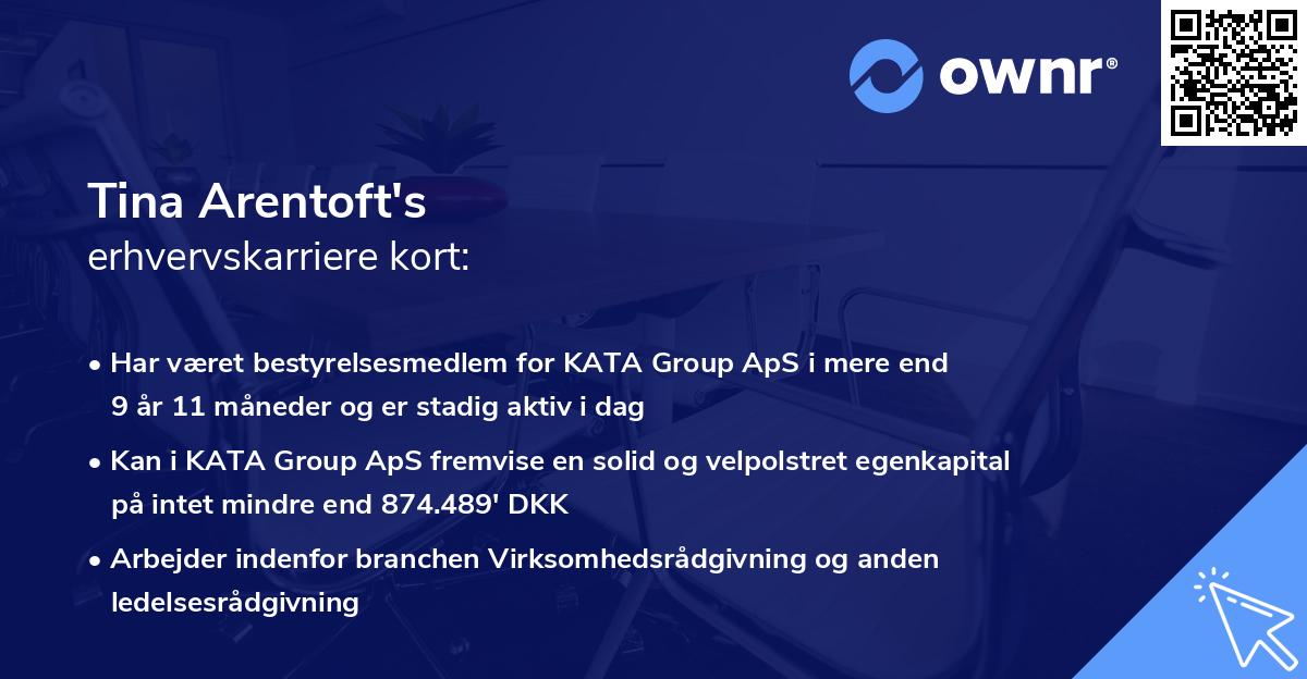 Tina Arentoft's erhvervskarriere kort