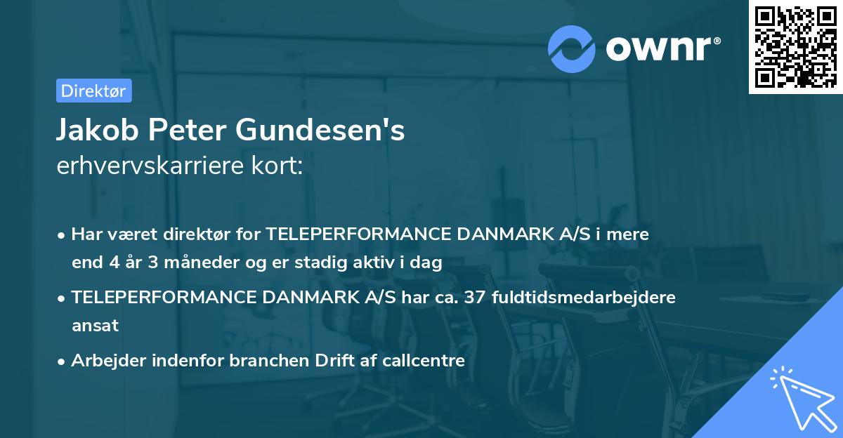 Jakob Peter Gundesen's erhvervskarriere kort