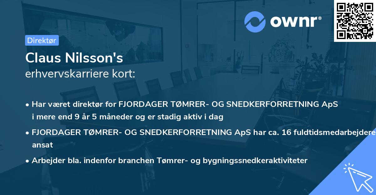 Claus Nilsson's erhvervskarriere kort