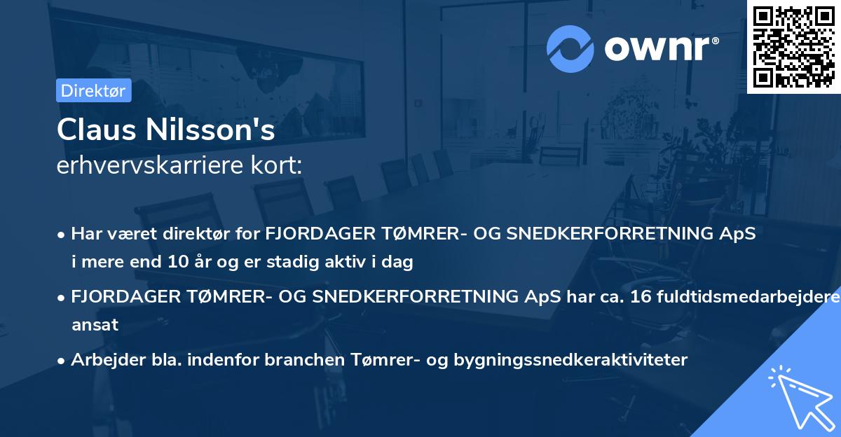 Claus Nilsson's erhvervskarriere kort