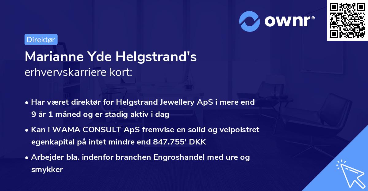 Marianne Yde Helgstrand's erhvervskarriere kort