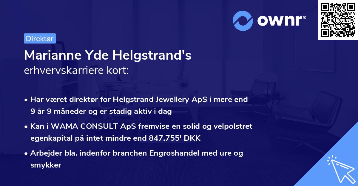 Marianne Yde Helgstrand's erhvervskarriere kort