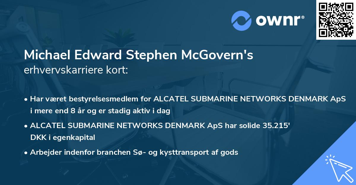 Michael Edward Stephen McGovern's erhvervskarriere kort