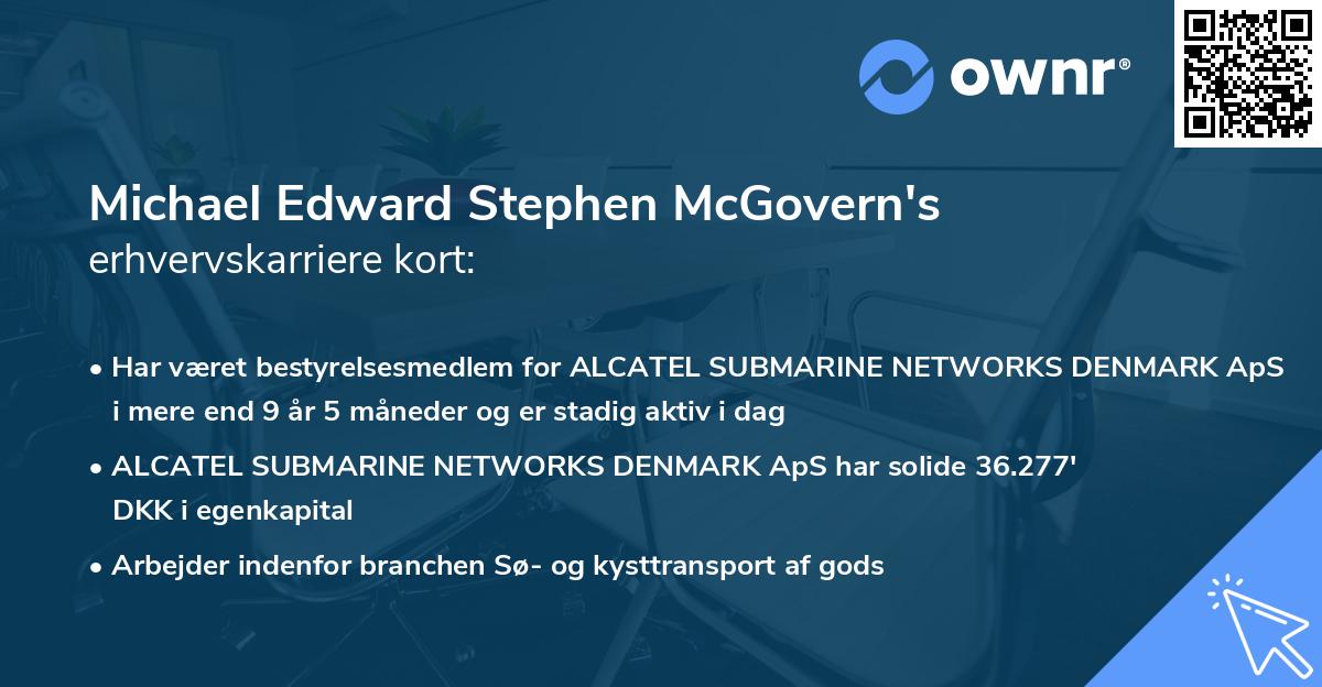 Michael Edward Stephen McGovern's erhvervskarriere kort