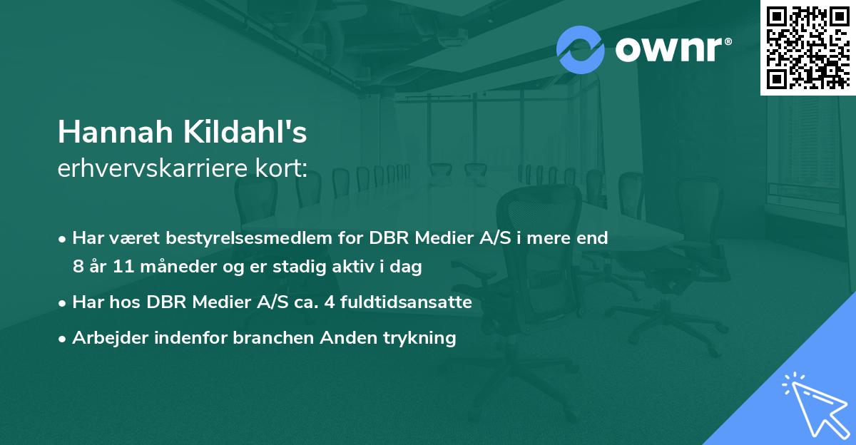 Hannah Kildahl's erhvervskarriere kort
