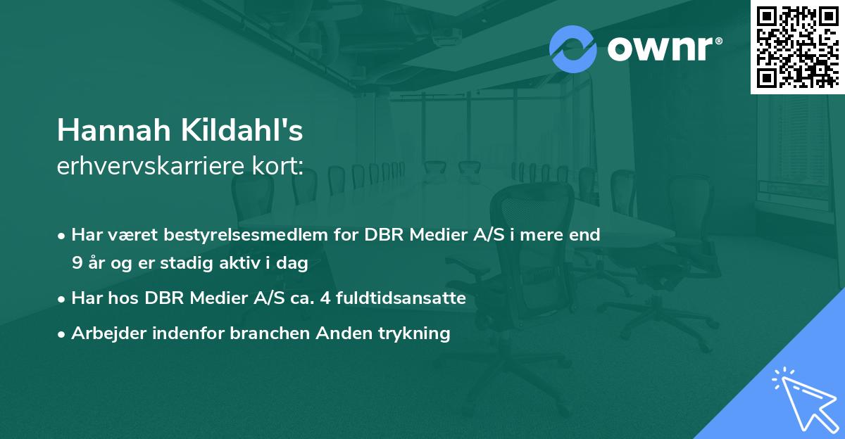 Hannah Kildahl's erhvervskarriere kort