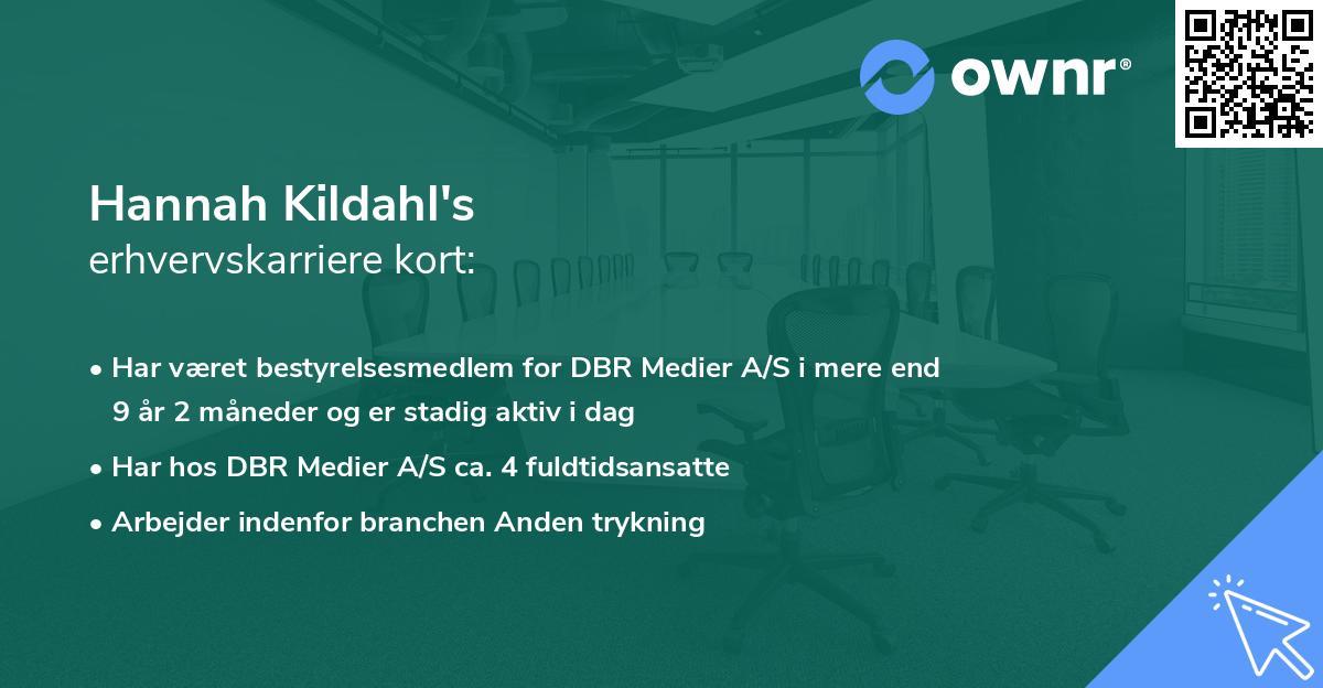 Hannah Kildahl's erhvervskarriere kort