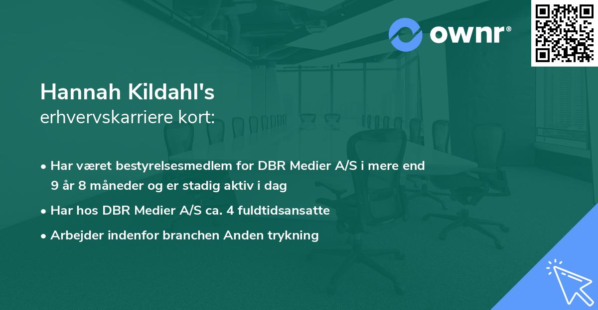 Hannah Kildahl's erhvervskarriere kort