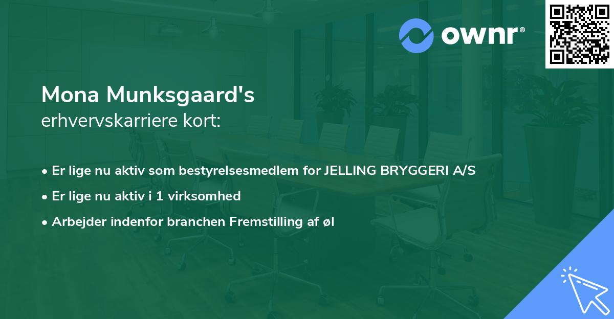 Mona Munksgaard's erhvervskarriere kort